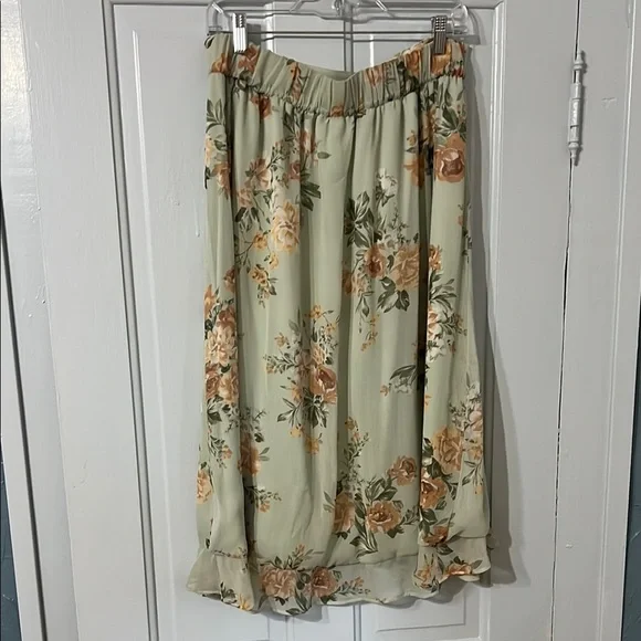 Christopher & Banks Green Floral Midi Skirt - Picture 2 of 4